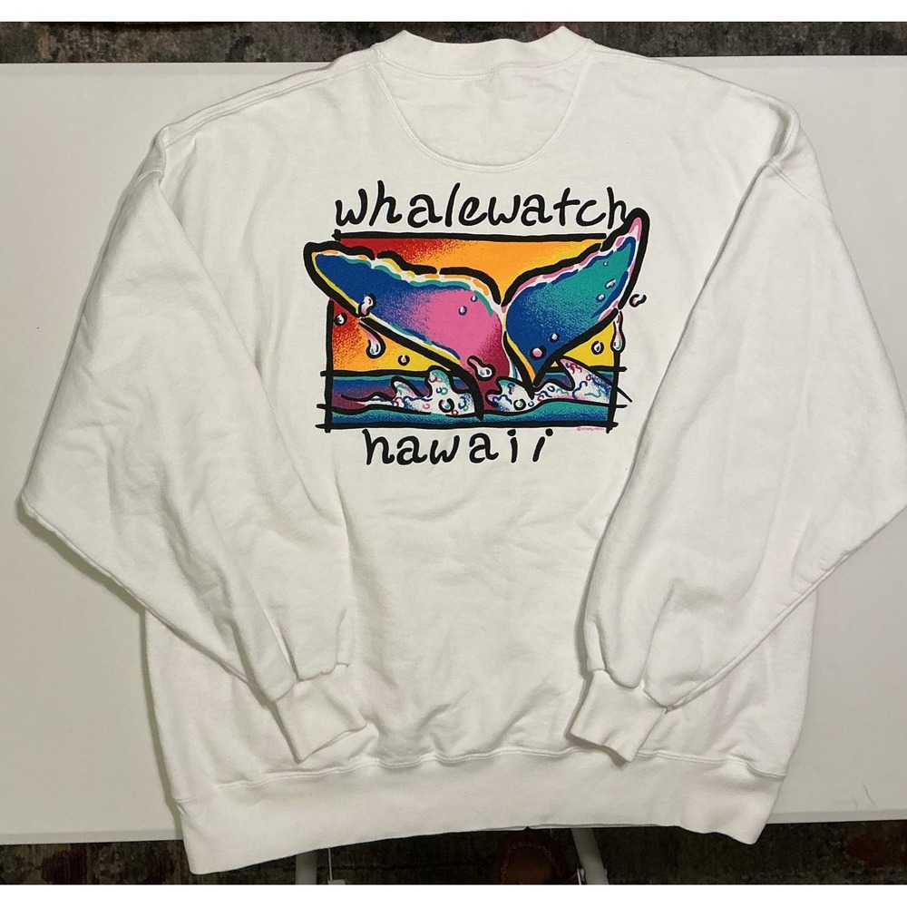 Vtg 90s Crazy Shirt Hawaii Kauai Whale Watch Unisex Made In USA‎ Sweatshirt XL